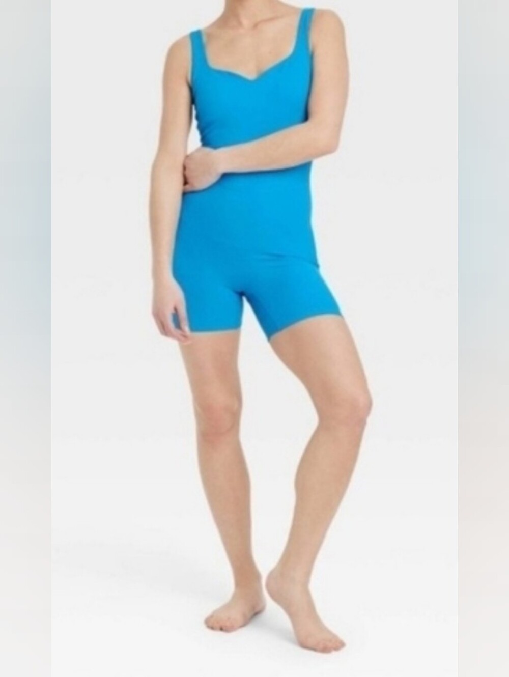 All In Motion Rib Short Bodysuit/Blue - Picture 1 of 16